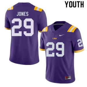 Youth LSU Tigers Raydarious Jones #29 Purple Stitch Jersey 423080-676