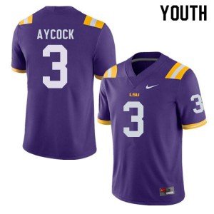 Youth LSU Tigers AJ Aycock #3 Purple High School Jerseys 118332-126
