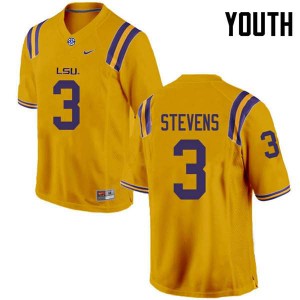 Youth LSU Tigers JaCoby Stevens #3 Gold Stitched Jerseys 731452-114