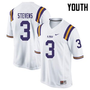 Youth LSU Tigers JaCoby Stevens #3 White Embroidery Jerseys 119744-719