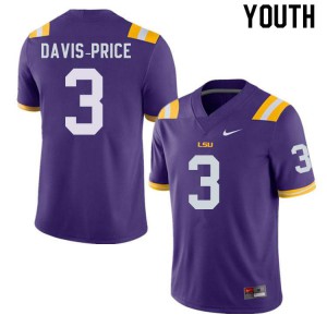 Youth LSU Tigers Tyrion Davis-Price #3 Stitched Purple Jerseys 709192-166