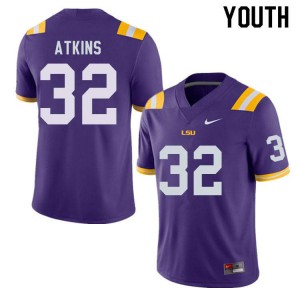 Youth LSU Tigers Avery Atkins #32 Player Purple Jersey 650405-331