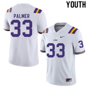 Youth LSU Tigers Trey Palmer #33 Official White Jerseys 193867-645