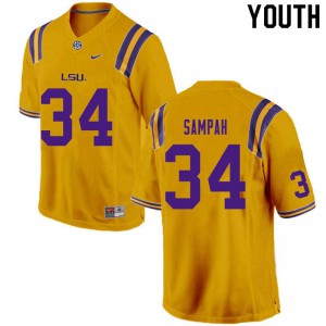 Youth LSU Tigers Antoine Sampah #34 Stitched Gold Jersey 491222-659