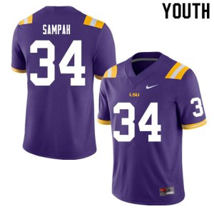 Youth LSU Tigers Antoine Sampah #34 Embroidery Purple Jerseys 653150-225