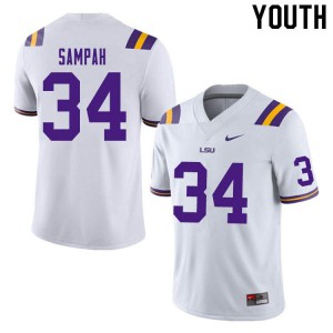Youth LSU Tigers Antoine Sampah #34 White Official Jersey 184628-952
