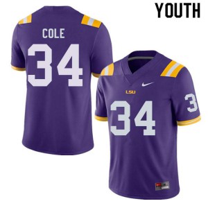 Youth LSU Tigers Lloyd Cole #34 Purple High School Jerseys 215557-449