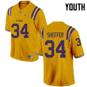 Youth LSU Tigers Zach Sheffer #34 Gold University Jerseys 244648-574