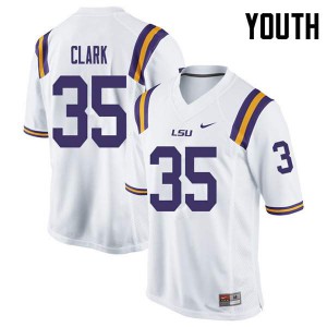 Youth LSU Tigers Damone Clark #35 Embroidery White Jersey 537005-569