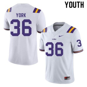 Youth LSU Tigers Cade York #36 White Embroidery Jersey 643508-407