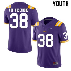 Youth LSU Tigers Zach Von Rosenberg #38 Purple Official Jerseys 255532-384