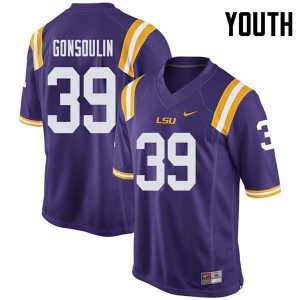 Youth LSU Tigers Jack Gonsoulin #39 Purple Player Jerseys 746196-735