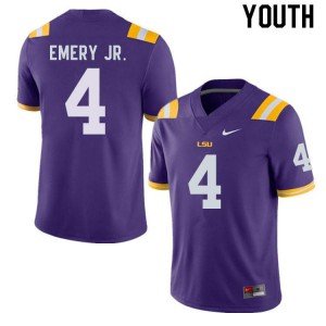 Youth LSU Tigers John Emery Jr. #4 Purple College Jerseys 183512-489