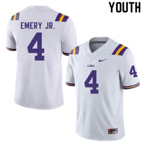 Youth LSU Tigers John Emery Jr. #4 White Stitch Jersey 930978-544
