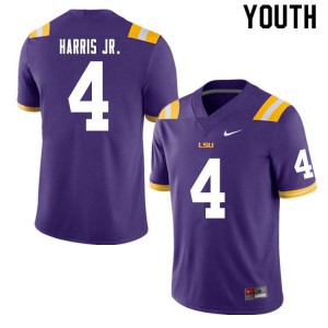 Youth LSU Tigers Todd Harris Jr. #4 Football Purple Jerseys 295104-761