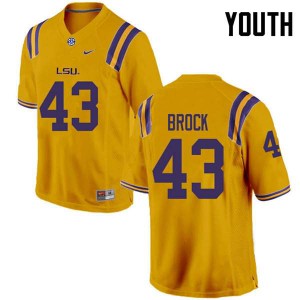 Youth LSU Tigers Matt Brock #43 Gold Player Jersey 538897-668