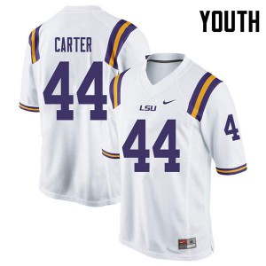 Youth LSU Tigers Tory Carter #44 White Football Jerseys 717463-173