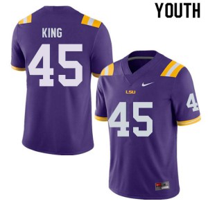 Youth LSU Tigers Stephen King #45 Official Purple Jerseys 478929-681