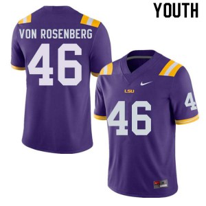 Youth LSU Tigers Zach Von Rosenberg #46 Embroidery Purple Jersey 785600-300