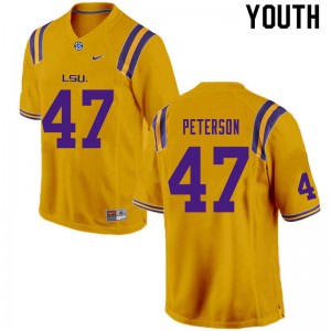 Youth LSU Tigers Max Peterson #47 Gold Player Jersey 785065-836