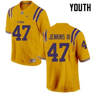 Youth LSU Tigers Nelson Jenkins III #47 Gold Stitch Jersey 507358-314