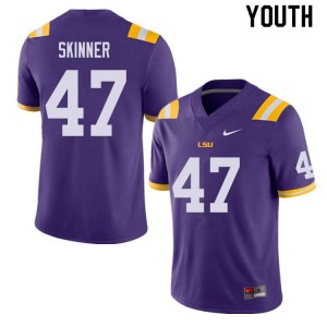 Youth LSU Tigers Quentin Skinner #47 Stitch Purple Jerseys 272205-815