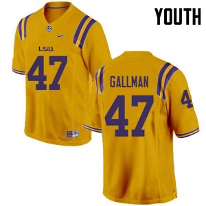 Youth LSU Tigers Trey Gallman #47 Gold High School Jerseys 222491-543
