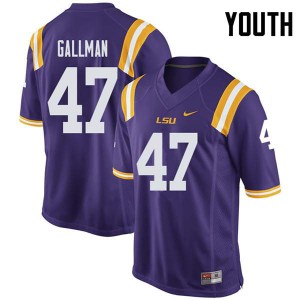 Youth LSU Tigers Trey Gallman #47 Embroidery Purple Jerseys 610140-930