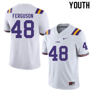 Youth LSU Tigers Blake Ferguson #48 Stitched White Jersey 259271-100