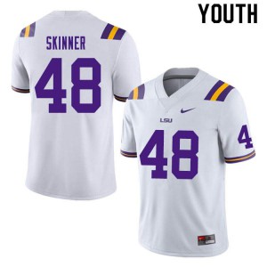 Youth LSU Tigers Quentin Skinner #48 White Football Jersey 862121-127
