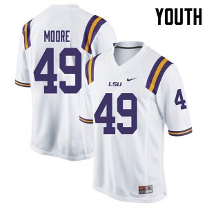 Youth LSU Tigers Travez Moore #49 White College Jersey 215713-677