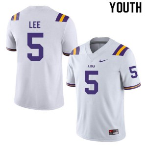 Youth LSU Tigers Devonta Lee #5 White Stitch Jerseys 997521-803