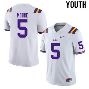 Youth LSU Tigers Koy Moore #5 Player White Jersey 612404-182