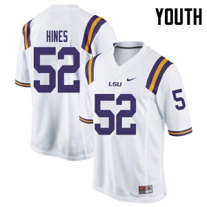 Youth LSU Tigers Chasen Hines #52 White High School Jersey 831816-219