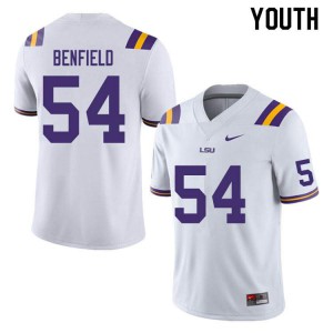 Youth LSU Tigers Aaron Benfield #54 NCAA White Jersey 931388-942