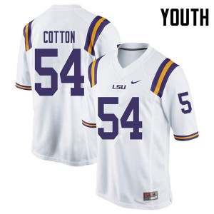 Youth LSU Tigers Davin Cotton #54 University White Jersey 991019-124