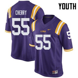 Youth LSU Tigers Jarell Cherry #55 Purple Official Jerseys 680103-653
