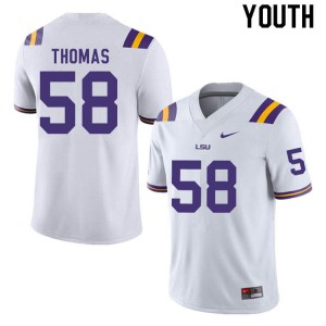 Youth LSU Tigers Kardell Thomas #58 Official White Jersey 746610-919