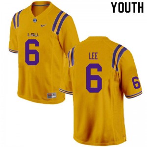 Youth LSU Tigers Devonta Lee #6 Stitch Gold Jersey 758540-706
