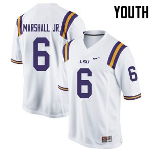 Youth LSU Tigers Terrace Marshall Jr. #6 White Stitched Jersey 701356-909