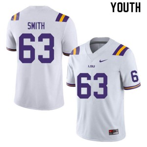 Youth LSU Tigers Michael Smith #63 NCAA White Jersey 379063-114