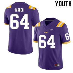 Youth LSU Tigers Austin Harden #64 NCAA Purple Jerseys 794588-319