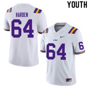 Youth LSU Tigers Austin Harden #64 Stitched White Jersey 549651-743