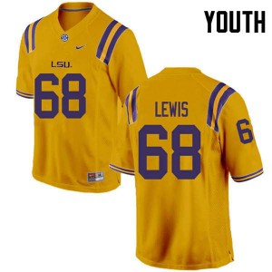 Youth LSU Tigers Damien Lewis #68 Player Gold Jersey 733527-291