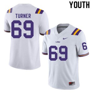 Youth LSU Tigers Charles Turner #69 Embroidery White Jerseys 890934-466