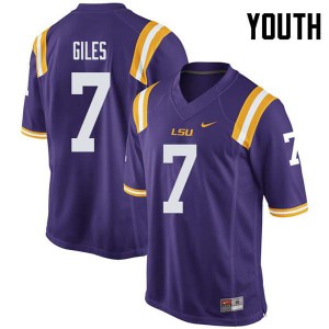 Youth LSU Tigers Jonathan Giles #7 University Purple Jerseys 671247-817
