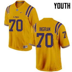 Youth LSU Tigers Ed Ingram #70 NCAA Gold Jersey 281057-740