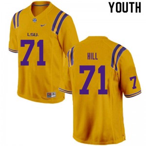 Youth LSU Tigers Xavier Hill #71 Gold College Jerseys 564968-704