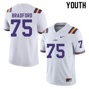 Youth LSU Tigers Anthony Bradford #75 White Stitch Jerseys 545355-371
