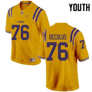 Youth LSU Tigers Austin Deculus #76 College Gold Jersey 188977-934